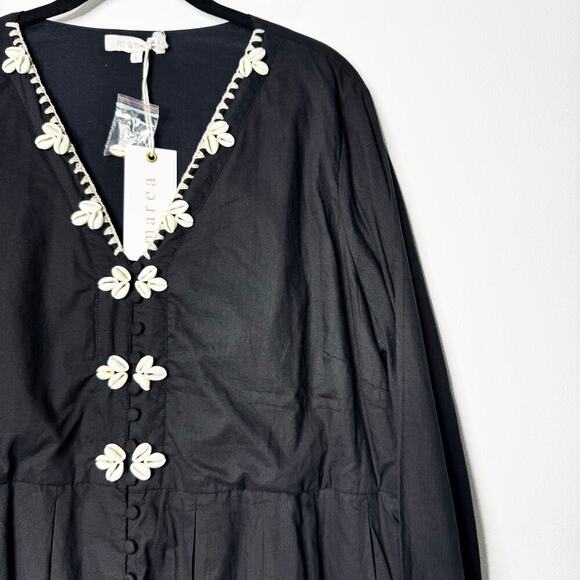 Marea Solana Mini Dress in Black Seashell Cotton Size XL - Picture 4 of 13